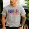 American Flag Fishing-Shirt Men Kids Bass Fish Dad Patriotic Men's Casual T-Shirt Sport Grey