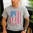 American Flag Vintage Baseball Flag Dad Mom Tee T-Shirt Men's Casual T-Shirt Sport Grey