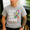 Autism Awareness Ribbon Mom Dad Kids Autistic Support Autism Men's Casual T-Shirt Sport Grey