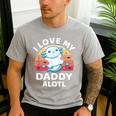 Axolotl Kids Teens Retro Sunset I Love My Daddy Men's Casual T-Shirt Sport Grey