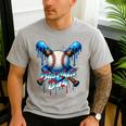 Baseball Drip Dad Father Day Birthday Group Matching Family Men's Casual T-Shirt Sport Grey