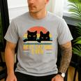 Best Cat Dad Ever Retro Style Cats Lover Men's Casual T-Shirt Sport Grey