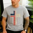 Blessed Dad Christian From Daughter Son Jesus Patriotic Men's Casual T-Shirt Sport Grey