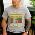 Bucket Dad Softball Dad Baseball Coach Father's Day Men's Casual T-Shirt Sport Grey Bucket Dad Softball Dad Baseball Coach Father's Day Men's Casual T-Shirt Sport Grey