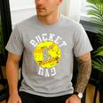 Bucket Dad Softball Dad Baseball Father's Coach Men's Casual T-Shirt Sport Grey