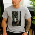 Camo Deer American Flag Graphic Hunting Men Dad Boys Men's Casual T-Shirt Sport Grey