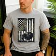 Camo USA Flag Bison Camouflage Hunting Wildlife Hunter Dad Men's Casual T-Shirt Sport Grey