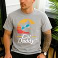 Cat Daddy Vintage 80s Style Cat Retro Sunglasses Distressed Men's Casual T-Shirt Sport Grey