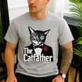 The Cat Father Cool Cat Dad Cat Lovers Men's Casual T-Shirt Sport Grey