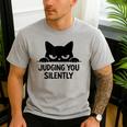 Cat For Cat Lover Mom Dad Cat Judging You Silently Men's Casual T-Shirt Sport Grey