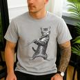 Cat Playing Flute For Cat Lover Cat Mom Cat Dad Men's Casual T-Shirt Sport Grey