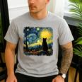 Cat Starry Night Van Gogh Cat For Cat Lover Cat Mom Cat Dad Men's Casual T-Shirt Sport Grey Cat Starry Night Van Gogh Cat For Cat Lover Cat Mom Cat Dad Men's Casual T-Shirt Sport Grey