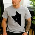Curious Cat Peeking Sneaky Cat Cat Mom Cat Dad Men's Casual T-Shirt Sport Grey Curious Cat Peeking Sneaky Cat Cat Mom Cat Dad Men's Casual T-Shirt Sport Grey