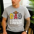 Dad 1st Birthday Cowboy Western Dad Birthday Boy Men's Casual T-Shirt Sport Grey