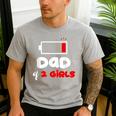 Dad Of 2 Girls Low Battery Daddy Of Two Girls Father Men's Casual T-Shirt Sport Grey