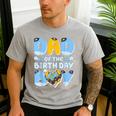 Dad Of The Birthday Boy Blue Dog Family Matching Men's Casual T-Shirt Sport Grey