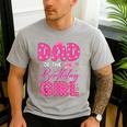 Dad Of The Birthday Girl Pink Bow Birthday Girl Family Men's Casual T-Shirt Sport Grey