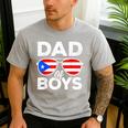 Dad Of Boys Fathers Day Retro Puerto Rico Flag Boricua Dad Men's Casual T-Shirt Sport Grey