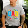 Dad Master Builder Building Bricks Blocks Family Fathers Day Men's Casual T-Shirt Sport Grey