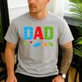 Dad Master Builder Building Bricks Blocks Family Set Parents Small Men's Casual T-Shirt Sport Grey
