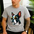 Dad Mom Cool Dog Sunglasses Boston Terrier Men's Casual T-Shirt Sport Grey Dad Mom Cool Dog Sunglasses Boston Terrier Men's Casual T-Shirt Sport Grey