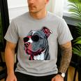 Dad Mom Cool Dog Sunglasses Pitbull Men's Casual T-Shirt Sport Grey