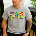 Dad Parent Brick Master Builder Building Blocks Set Family T Men's Casual T-Shirt Sport Grey