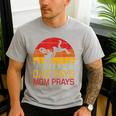 Dad Pays Mom Prays Dirt Bike Retro Motocross Boys Kids Men's Casual T-Shirt Sport Grey