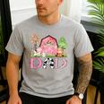 Dad Pink Farm Animal Birthday Kids Matching Family Men's Casual T-Shirt Sport Grey