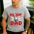 Dad Rockin One Birthday Family Matching Rock Guitar Men's Casual T-Shirt Sport Grey
