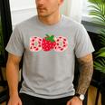 Dad Strawberry First Birthday Family Strawberry Men's Casual T-Shirt Sport Grey