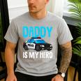 Daddy Is My Hero Police Toddler Police Officer Cop Boys Kids Men's Casual T-Shirt Sport Grey