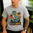 Daddysaurus T Rex Dinosaur Daddy Saurus Family Matching Dad Men's Casual T-Shirt Sport Grey