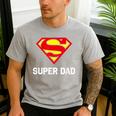DC Comics Superman Father's Day Super Dad Logo Men's Casual T-Shirt Sport Grey