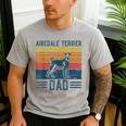 Dog Airedale Terrier Dad Vintage Airedale Terrier Dad Men's Casual T-Shirt Sport Grey