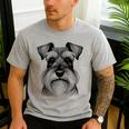 Dog Fingerprint Miniature Schnauzer Dad Mom Men's Casual T-Shirt Sport Grey