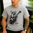 Dog Guitarist Guitar Pembroke Welsh Corgi Dad Mom Men's Casual T-Shirt Sport Grey