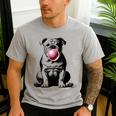 English Bulldog Bubble Gum Vintage Dog Mom Pet Dad Men's Casual T-Shirt Sport Grey