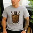 Faithful Warrior Man Of God Christian Men Knight Armor Dad Men's Casual T-Shirt Sport Grey
