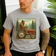 Farmer Men Tractor Rancher Farm Dad Distressed Men's Casual T-Shirt Sport Grey
