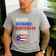 Father Husband Puerto Rican Legend Proud Dad Rico Flag Men's Casual T-Shirt Sport Grey