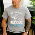 My Favorite Lineman Calls Me Dad American Football Lineman Men's Casual T-Shirt Sport Grey