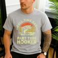 Fishing Dad Part Time Hooker Bass Fish Father Day Men's Casual T-Shirt Sport Grey