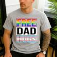 Free Dad Hugs LGBT Gay Pride Month Transgender Rainbow Flag Men's Casual T-Shirt Sport Grey