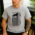 German Shepherd Dad Vintage Flag Patriotic Dog Men's Casual T-Shirt Sport Grey