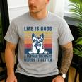 German Shepherd Men Women Dog Dad Mom German Shepherd Men's Casual T-Shirt Sport Grey