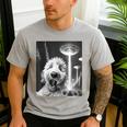 Goldendoodle Alien UFO Taking a Selfie Dog Mom Dad Men's Casual T-Shirt Sport Grey