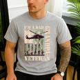 Grandpa Veteran Fathers Day Dad Veteran Camo American Flag Men's Casual T-Shirt Sport Grey