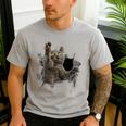 Grey Cat Torn Cloth Cat Dad Cat Mom Cat Lover Men's Casual T-Shirt Sport Grey Grey Cat Torn Cloth Cat Dad Cat Mom Cat Lover Men's Casual T-Shirt Sport Grey