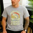 Here-Fishy Fishing Boy Large Mouth Bass Dad Men's Casual T-Shirt Sport Grey